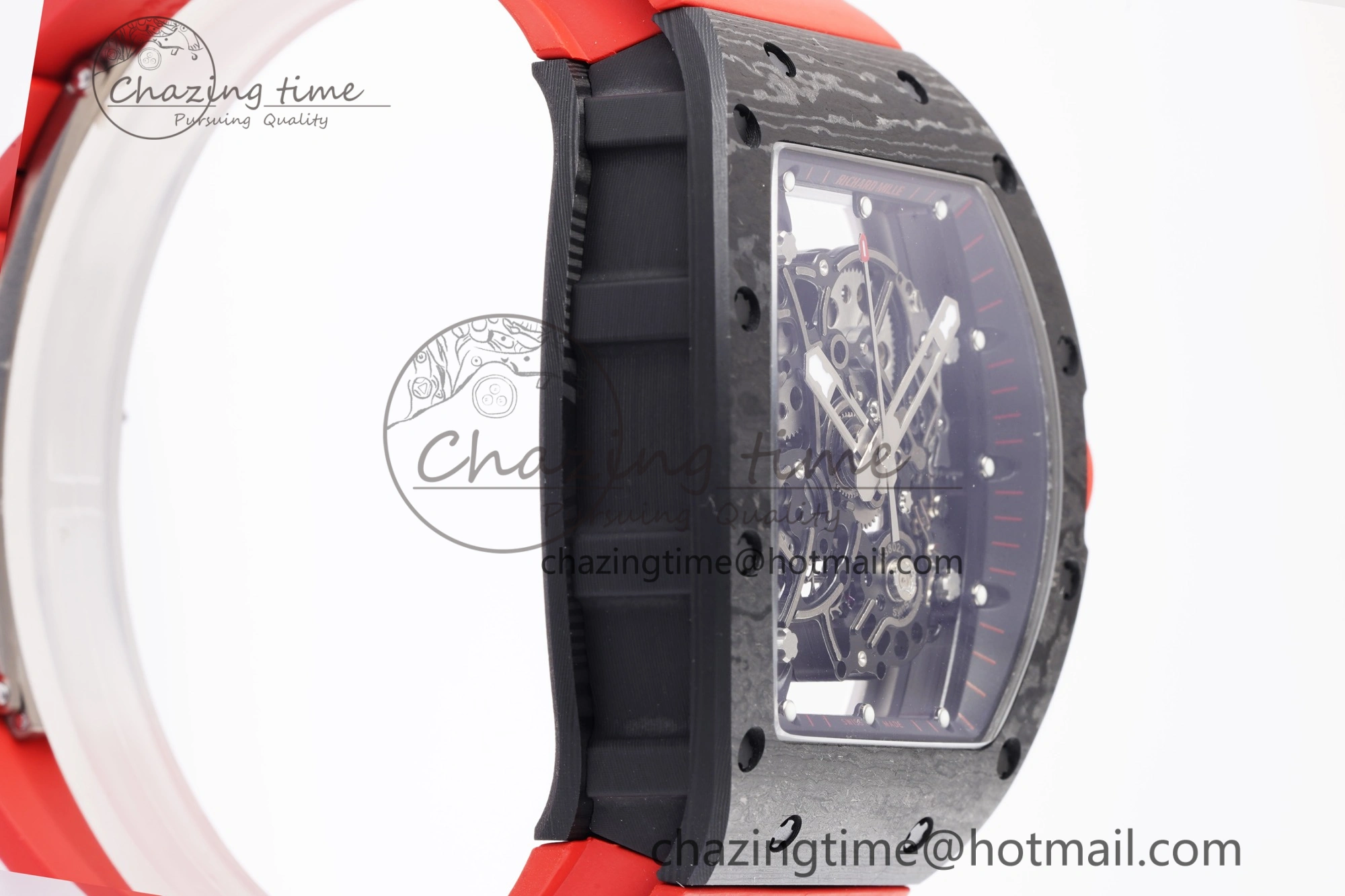 Thermal RM055 NTPT BBR Best Edition Skeleton Black Dial on Red Rubber Strap Clone RMUL2 V 9359