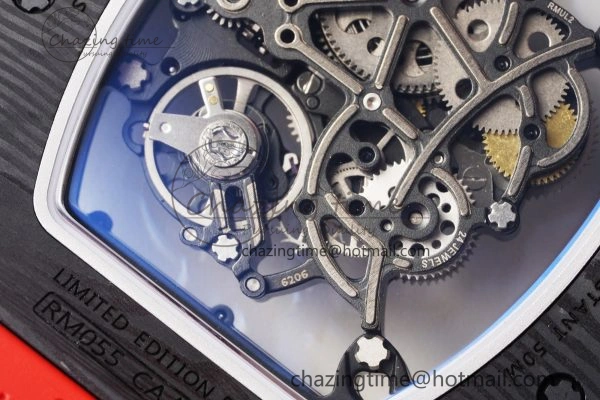 Thermal RM055 NTPT BBR Best Edition Skeleton Black Dial on Red Rubber Strap Clone RMUL2 V 9359