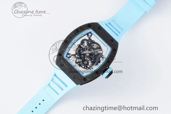 Neat RM055 NTPT BBR Best Edition Skeleton Blue Dial on Blue Rubber Strap Clone RMUL 9370