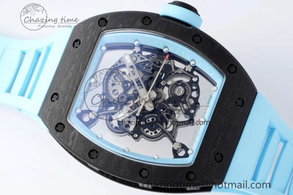 Neat RM055 NTPT BBR Best Edition Skeleton Blue Dial on Blue Rubber Strap Clone RMUL 9370