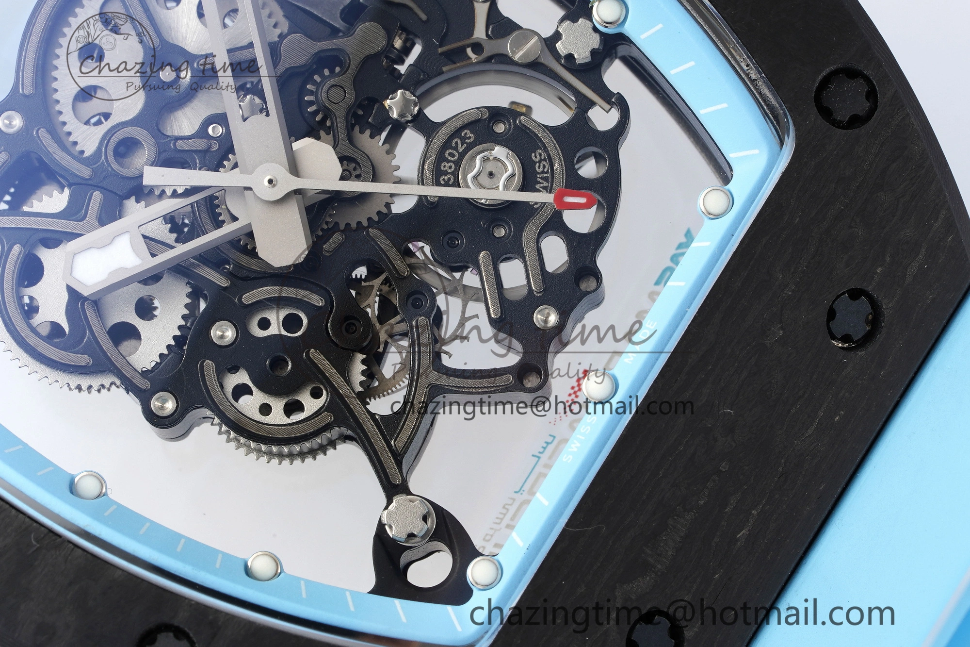Neat RM055 NTPT BBR Best Edition Skeleton Blue Dial on Blue Rubber Strap Clone RMUL 9370