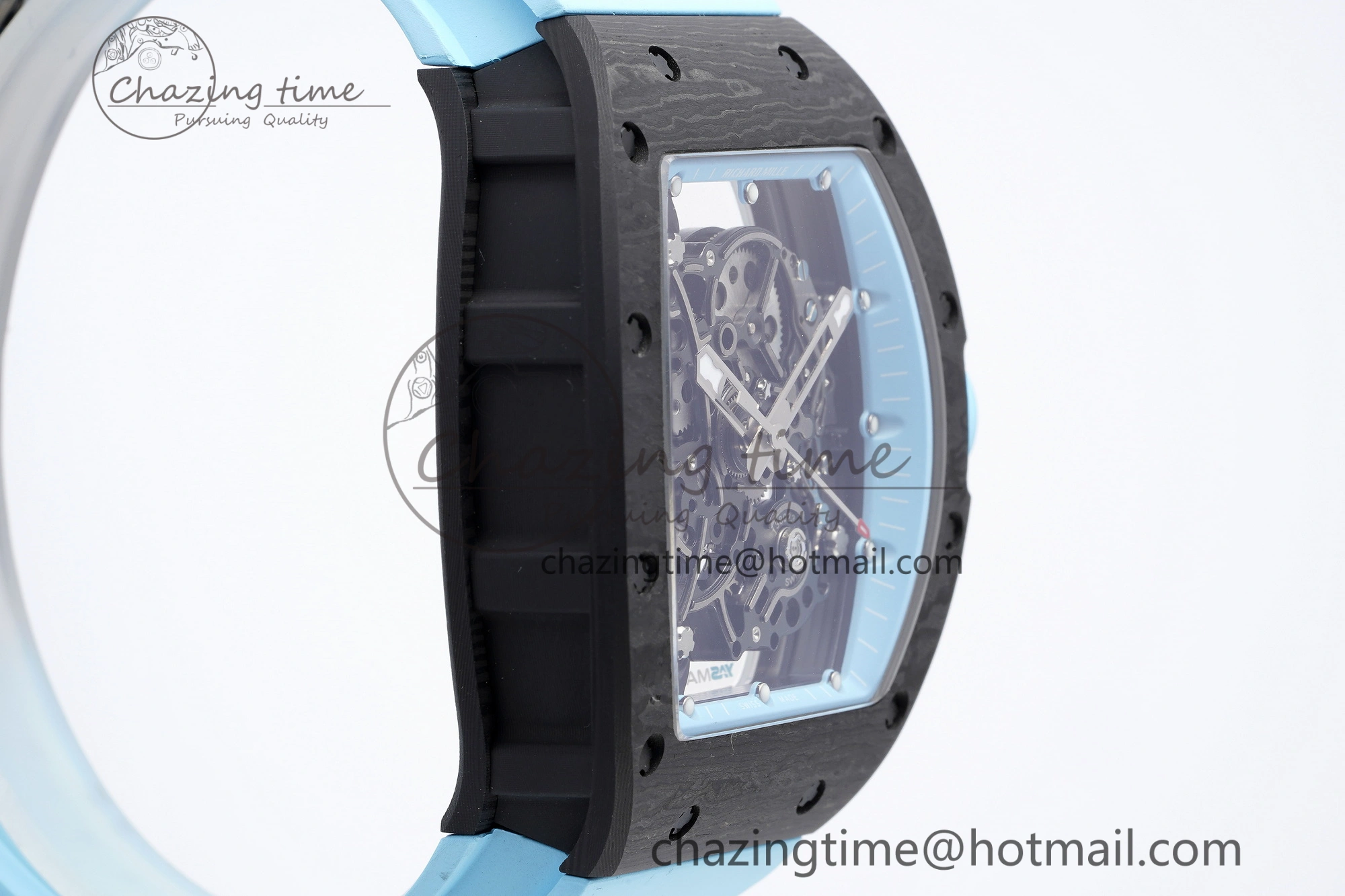 Neat RM055 NTPT BBR Best Edition Skeleton Blue Dial on Blue Rubber Strap Clone RMUL 9370