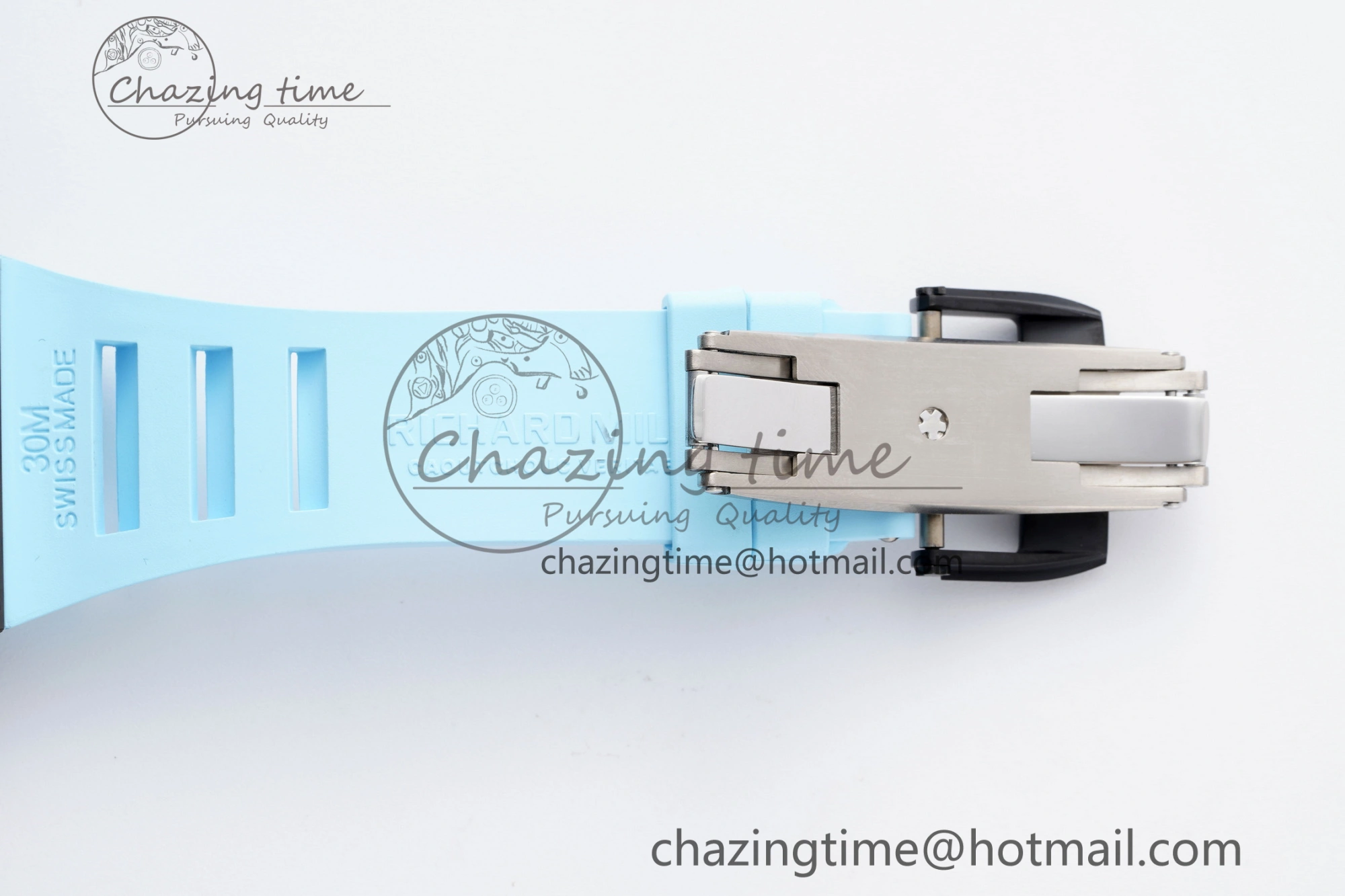 Neat RM055 NTPT BBR Best Edition Skeleton Blue Dial on Blue Rubber Strap Clone RMUL 9370