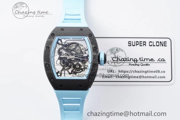 Neat RM055 NTPT BBR Best Edition Skeleton Blue Dial on Blue Rubber Strap Clone RMUL 9370