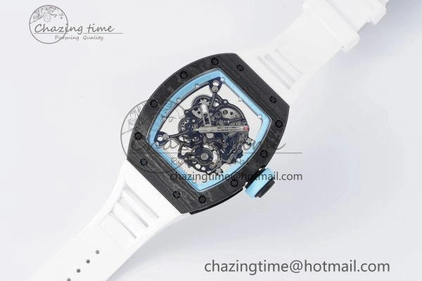 RM055 NTPT BBR Best Edition Skeleton Blue Dial on White Rubber Strap Clone RMUL RelaxedFit 9369