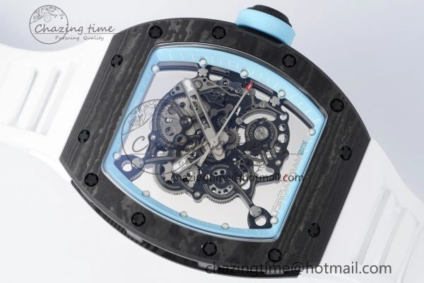 RM055 NTPT BBR Best Edition Skeleton Blue Dial on White Rubber Strap Clone RMUL RelaxedFit 9369
