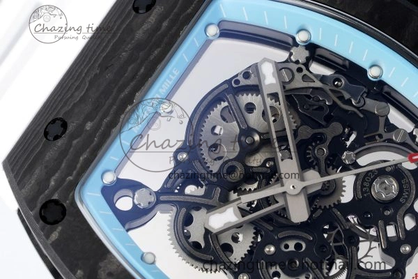 RM055 NTPT BBR Best Edition Skeleton Blue Dial on White Rubber Strap Clone RMUL RelaxedFit 9369