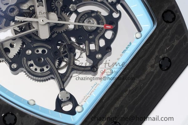 RM055 NTPT BBR Best Edition Skeleton Blue Dial on White Rubber Strap Clone RMUL RelaxedFit 9369