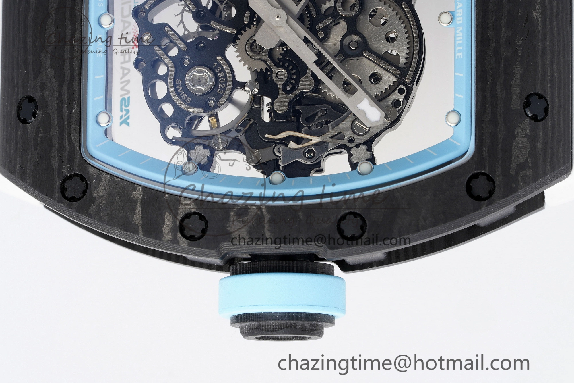 RM055 NTPT BBR Best Edition Skeleton Blue Dial on White Rubber Strap Clone RMUL RelaxedFit 9369