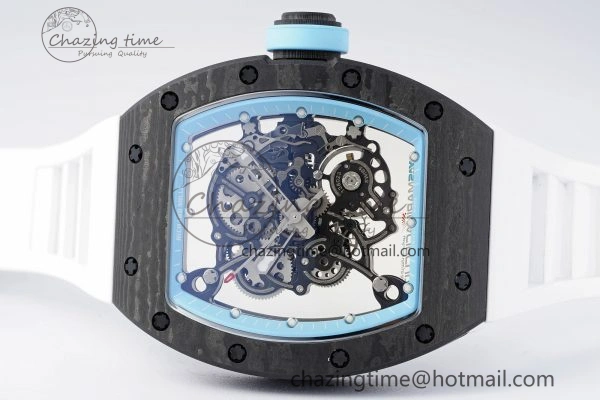 RM055 NTPT BBR Best Edition Skeleton Blue Dial on White Rubber Strap Clone RMUL RelaxedFit 9369