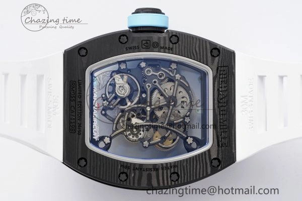 RM055 NTPT BBR Best Edition Skeleton Blue Dial on White Rubber Strap Clone RMUL RelaxedFit 9369