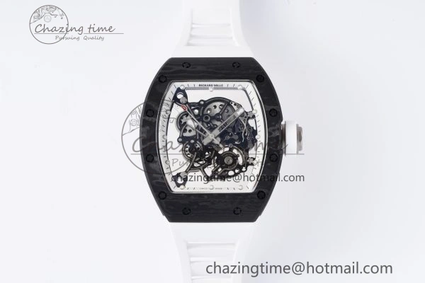 Modern RM055 NTPT BBR Best Edition Skeleton White Dial on White Rubber Strap Clone RMUL2 V 9358