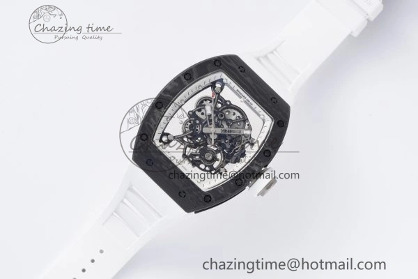 Modern RM055 NTPT BBR Best Edition Skeleton White Dial on White Rubber Strap Clone RMUL2 V 9358