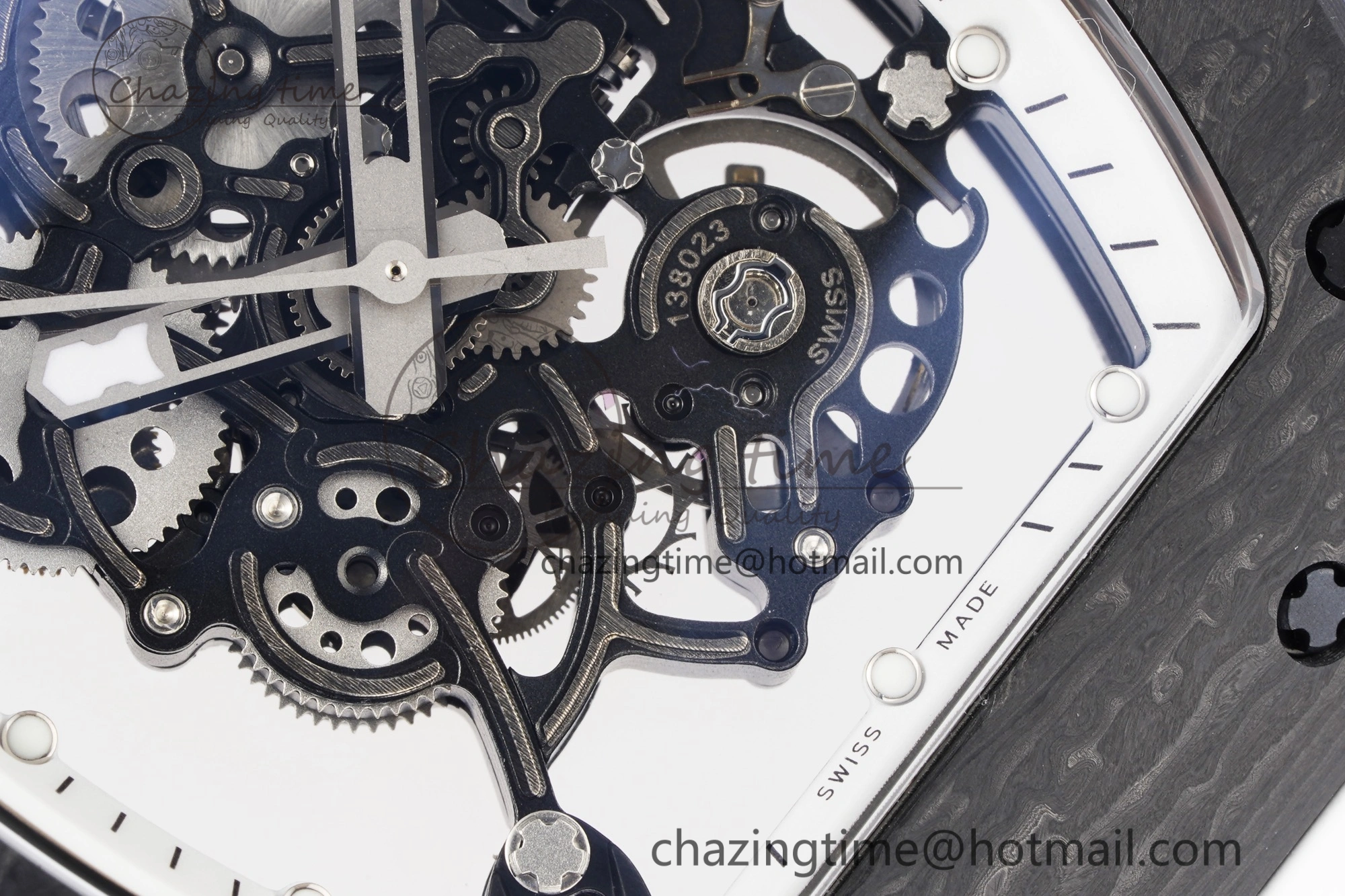 Modern RM055 NTPT BBR Best Edition Skeleton White Dial on White Rubber Strap Clone RMUL2 V 9358
