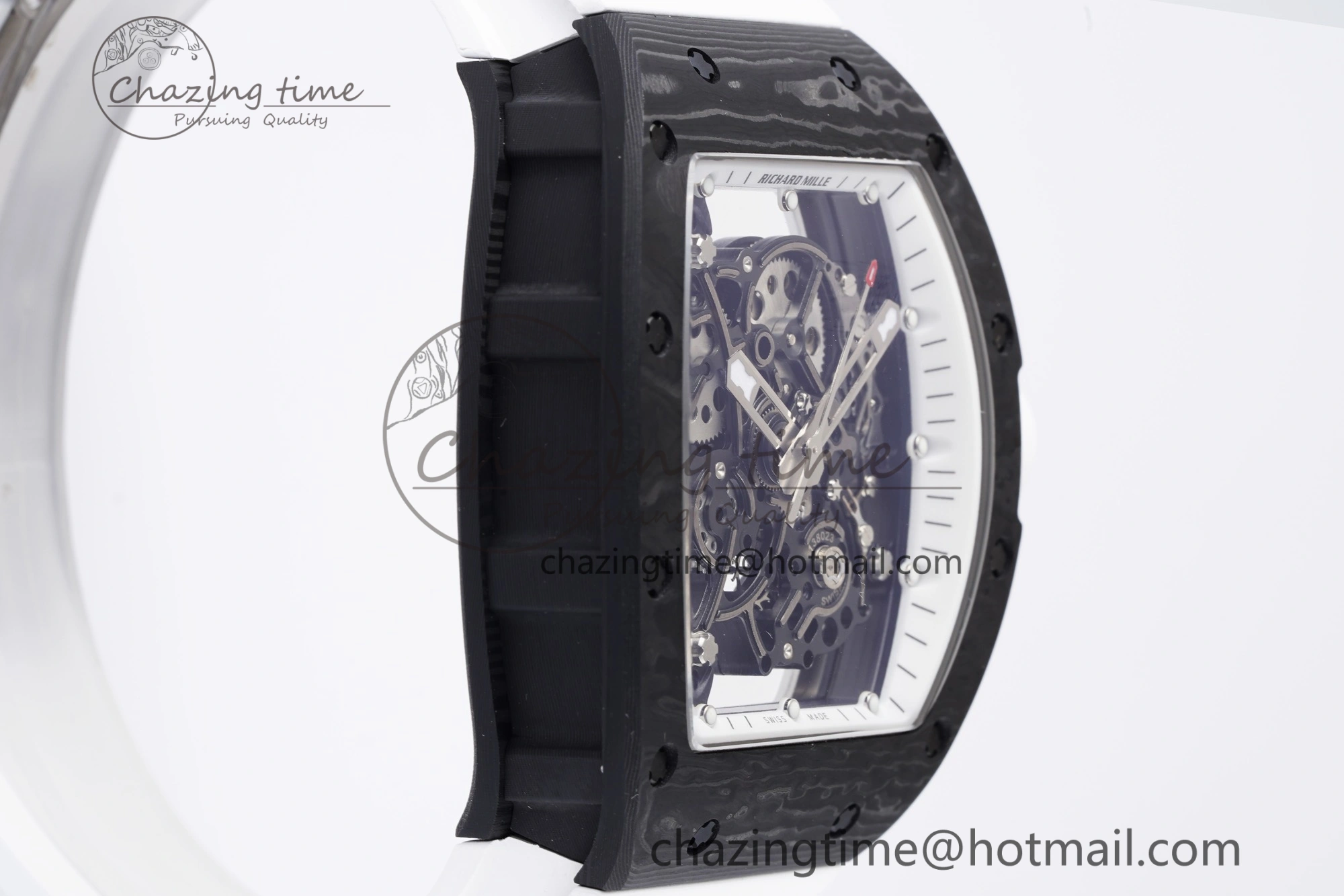 Modern RM055 NTPT BBR Best Edition Skeleton White Dial on White Rubber Strap Clone RMUL2 V 9358