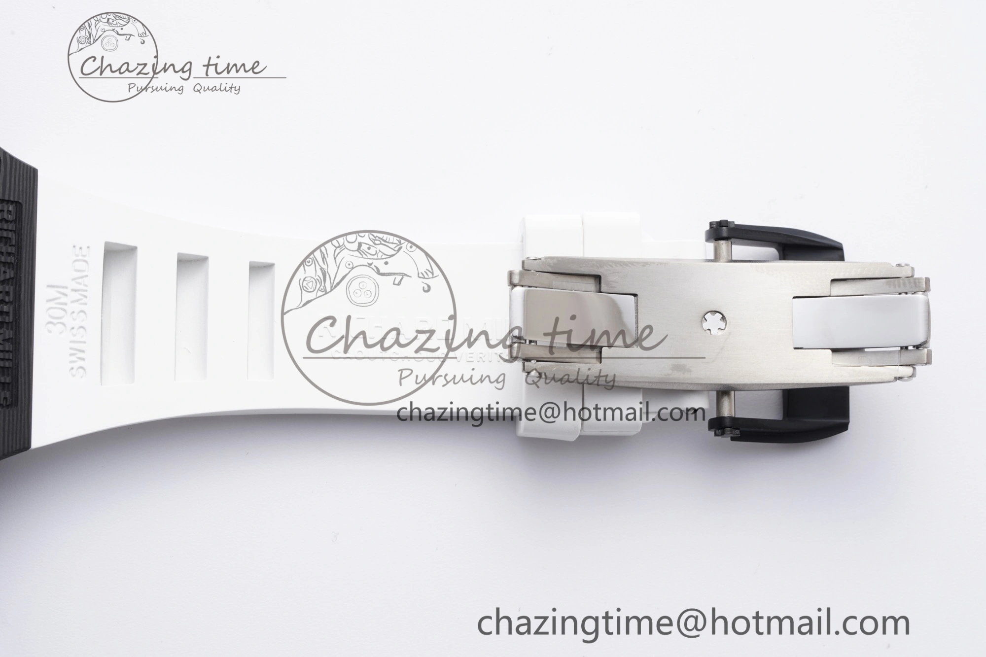 Modern RM055 NTPT BBR Best Edition Skeleton White Dial on White Rubber Strap Clone RMUL2 V 9358