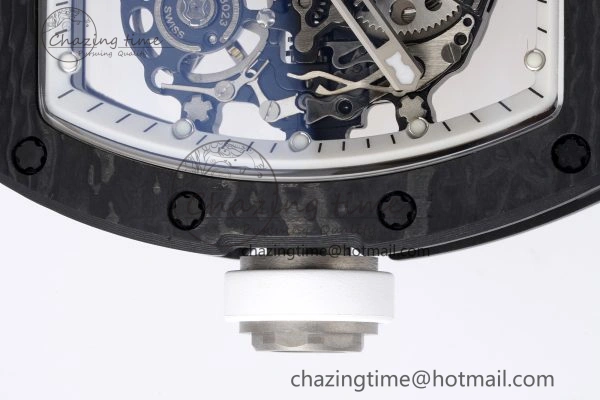 Modern RM055 NTPT BBR Best Edition Skeleton White Dial on White Rubber Strap Clone RMUL2 V 9358