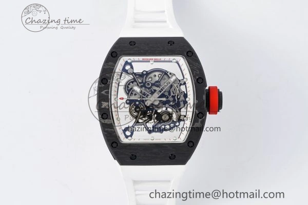 RM055 NTPT BBR Best Edition Skeleton White Dial on White Rubber Strap Clone RMUL FashionForward 9372