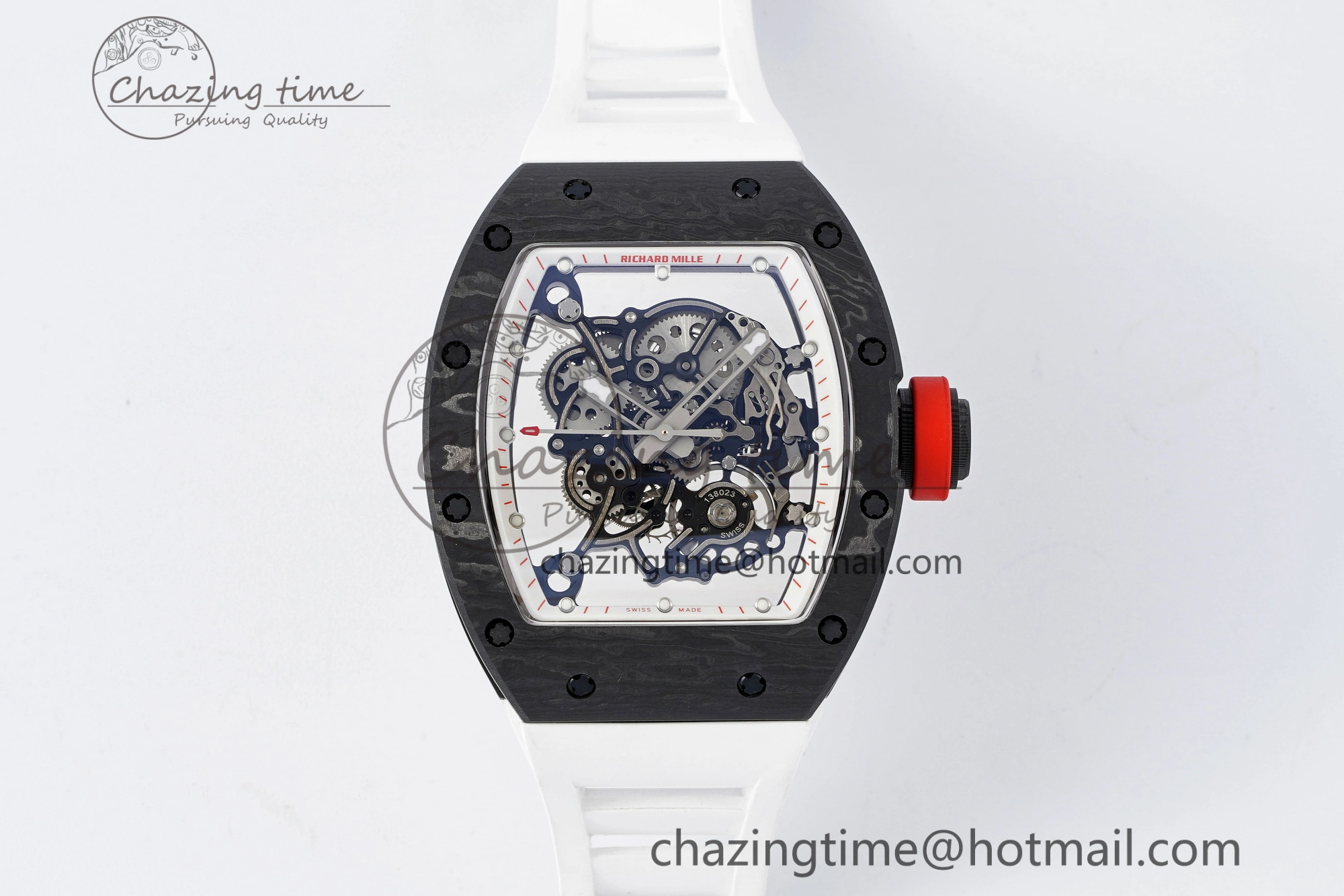 RM055 NTPT BBR Best Edition Skeleton White Dial on White Rubber Strap Clone RMUL FashionForward 9372