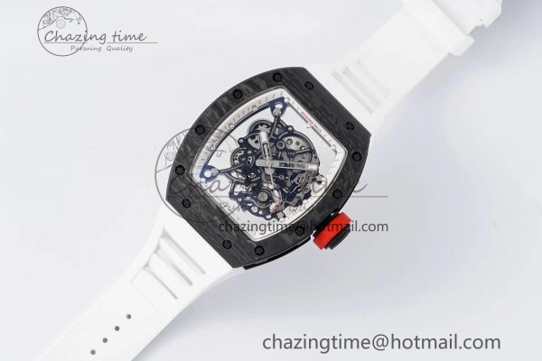 RM055 NTPT BBR Best Edition Skeleton White Dial on White Rubber Strap Clone RMUL FashionForward 9372
