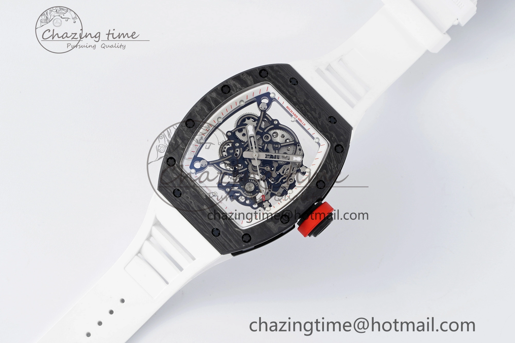 RM055 NTPT BBR Best Edition Skeleton White Dial on White Rubber Strap Clone RMUL FashionForward 9372