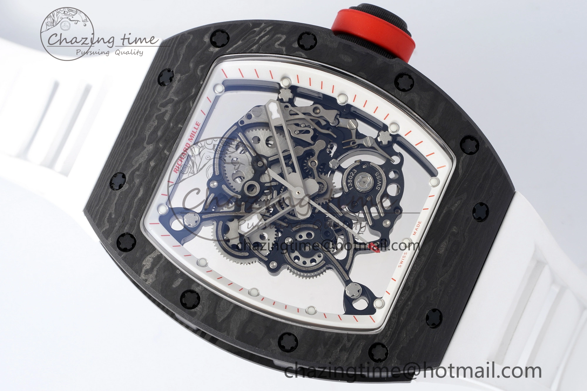 RM055 NTPT BBR Best Edition Skeleton White Dial on White Rubber Strap Clone RMUL FashionForward 9372