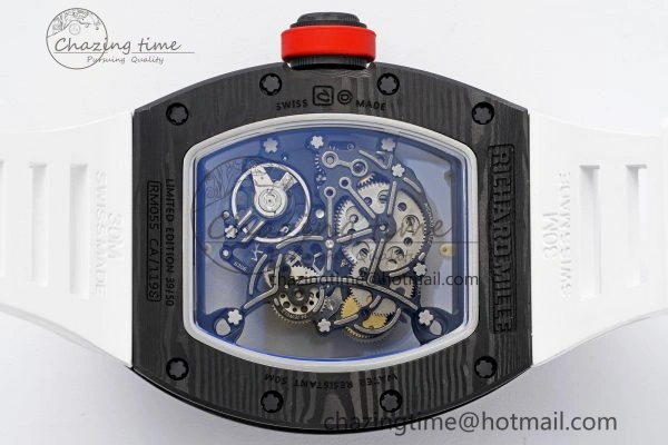 RM055 NTPT BBR Best Edition Skeleton White Dial on White Rubber Strap Clone RMUL FashionForward 9372