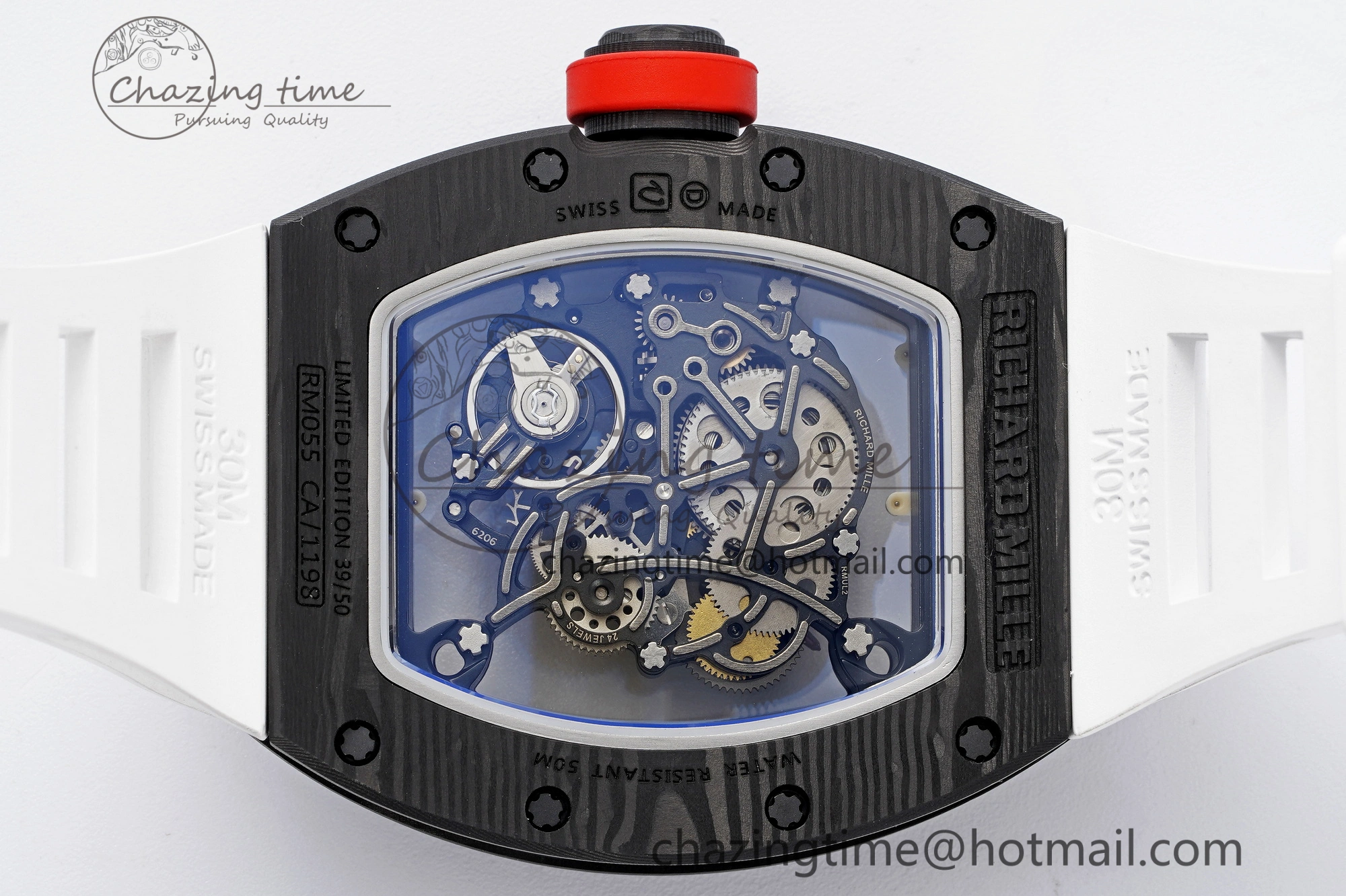 RM055 NTPT BBR Best Edition Skeleton White Dial on White Rubber Strap Clone RMUL FashionForward 9372