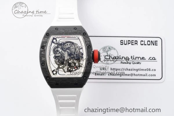 RM055 NTPT BBR Best Edition Skeleton White Dial on White Rubber Strap Clone RMUL FashionForward 9372