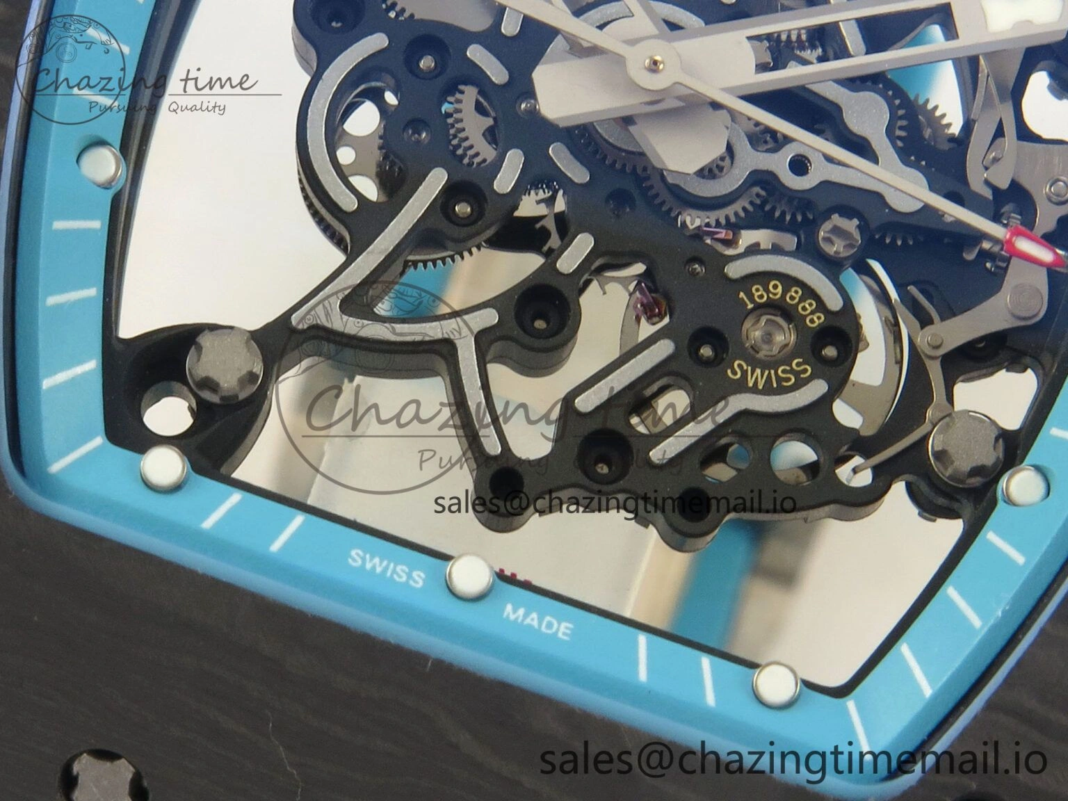EyeCatching RM055 NTPT KVF 1:1 Best Edition Blue White Inner Bezel Blue Crown on Blue Rubber Strap RMUL2 Super Clone 9174