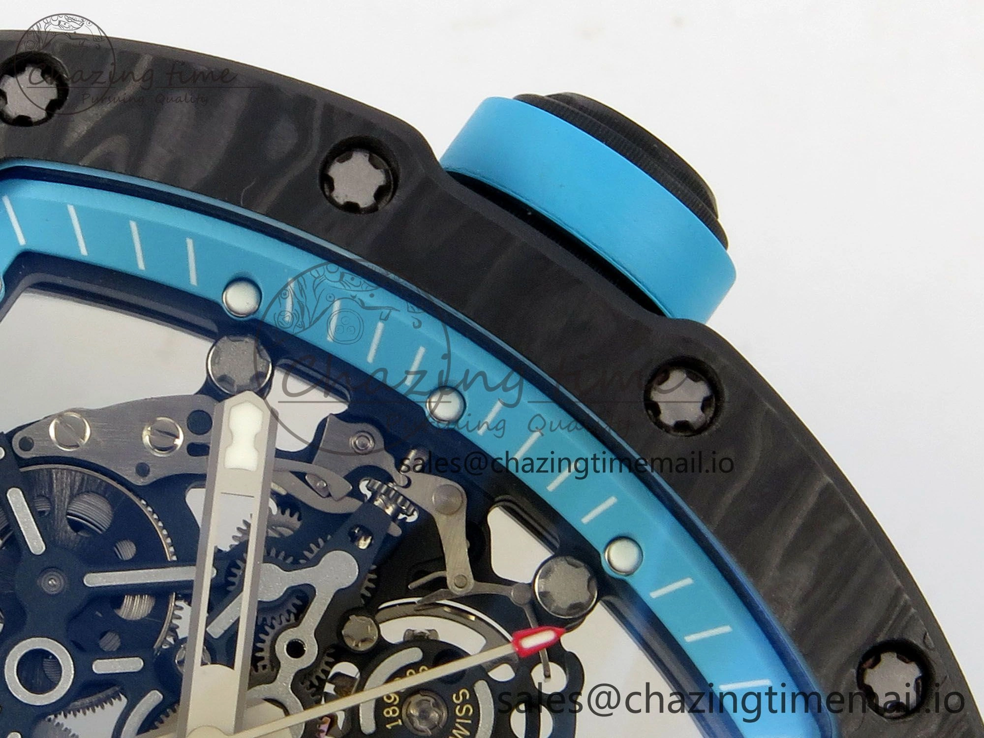 EyeCatching RM055 NTPT KVF 1:1 Best Edition Blue White Inner Bezel Blue Crown on Blue Rubber Strap RMUL2 Super Clone 9174