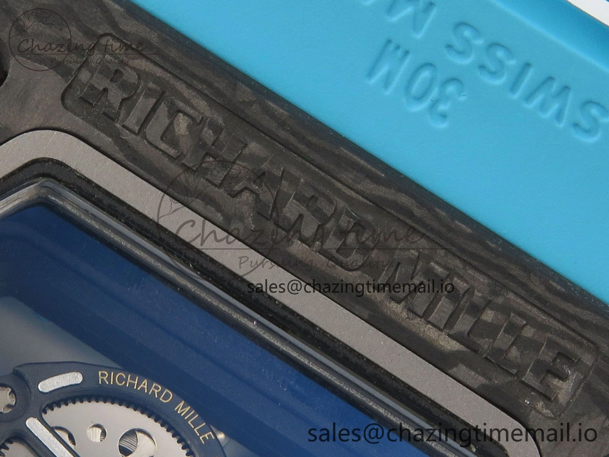 EyeCatching RM055 NTPT KVF 1:1 Best Edition Blue White Inner Bezel Blue Crown on Blue Rubber Strap RMUL2 Super Clone 9174