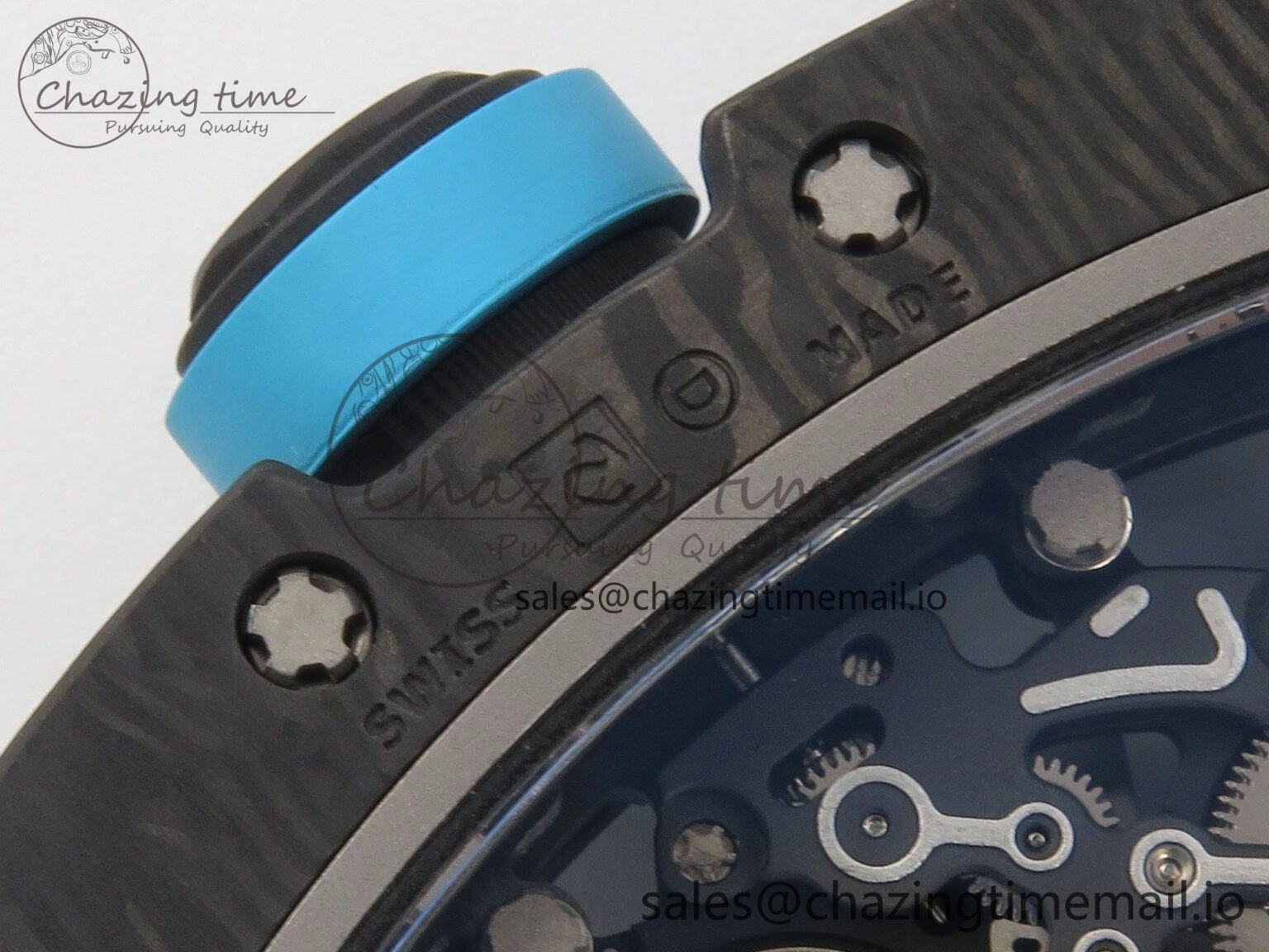 EyeCatching RM055 NTPT KVF 1:1 Best Edition Blue White Inner Bezel Blue Crown on Blue Rubber Strap RMUL2 Super Clone 9174