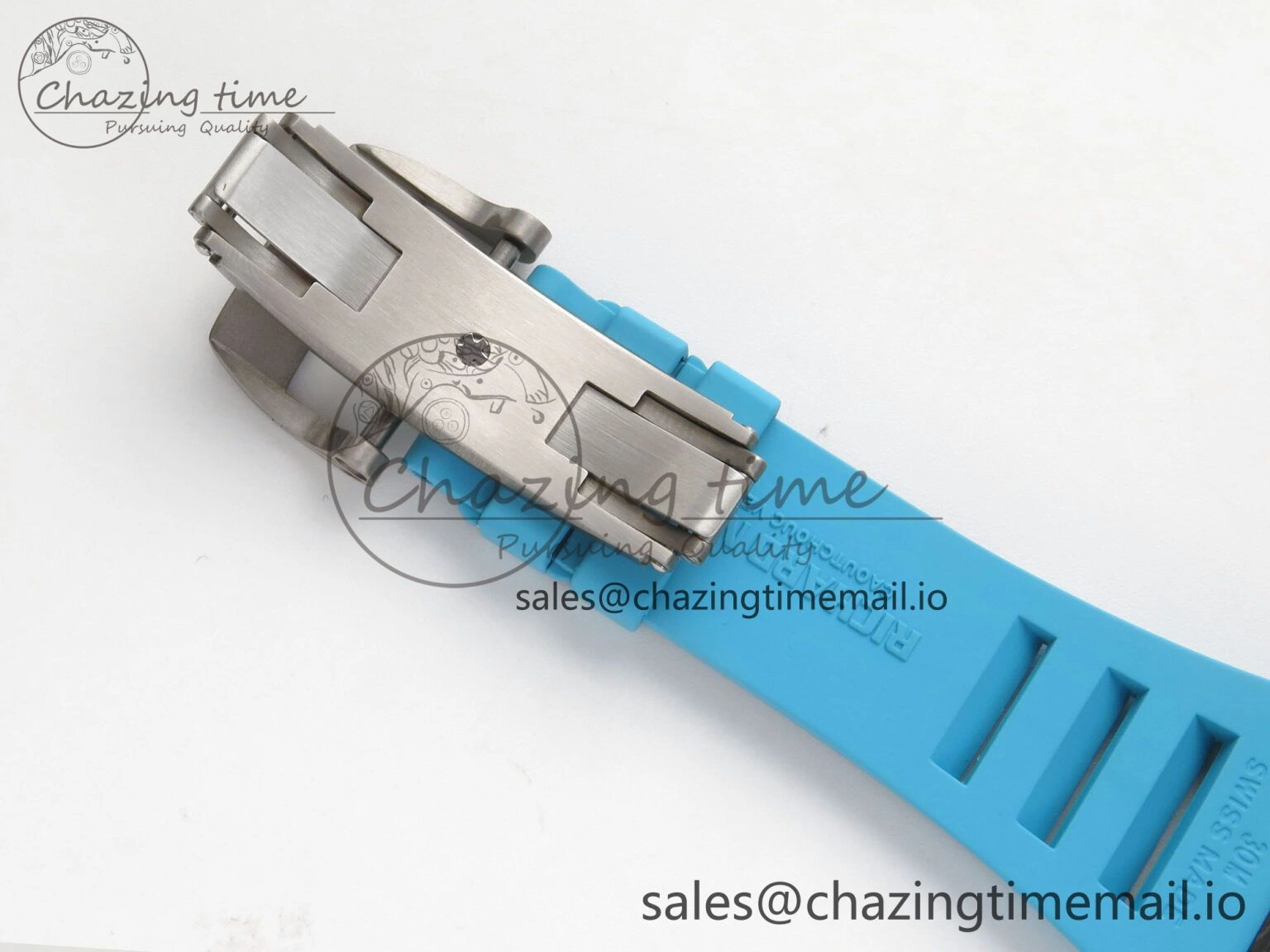 EyeCatching RM055 NTPT KVF 1:1 Best Edition Blue White Inner Bezel Blue Crown on Blue Rubber Strap RMUL2 Super Clone 9174