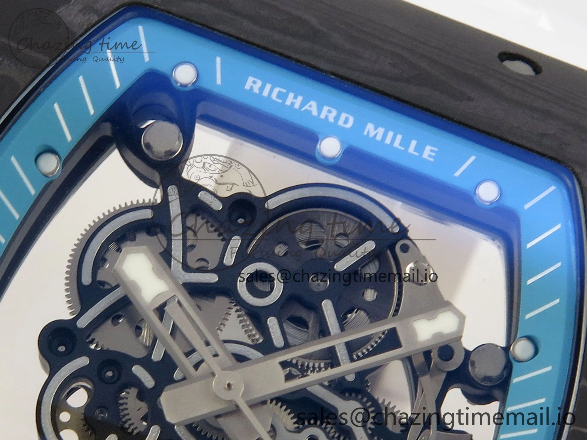 RM055 NTPT KVF 1:1 Best Edition Blue White Inner Bezel Blue Crown on White Rubber Strap RMUL2 Super Clone Affordable 9175