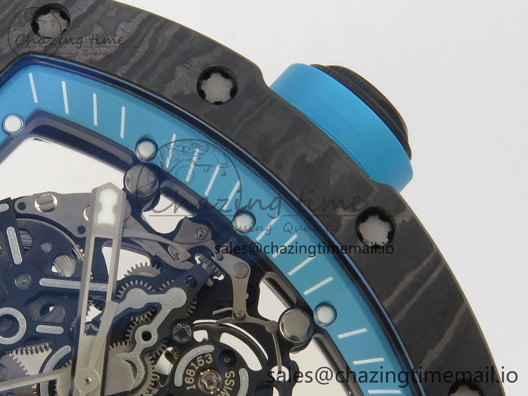 RM055 NTPT KVF 1:1 Best Edition Blue White Inner Bezel Blue Crown on White Rubber Strap RMUL2 Super Clone Affordable 9175