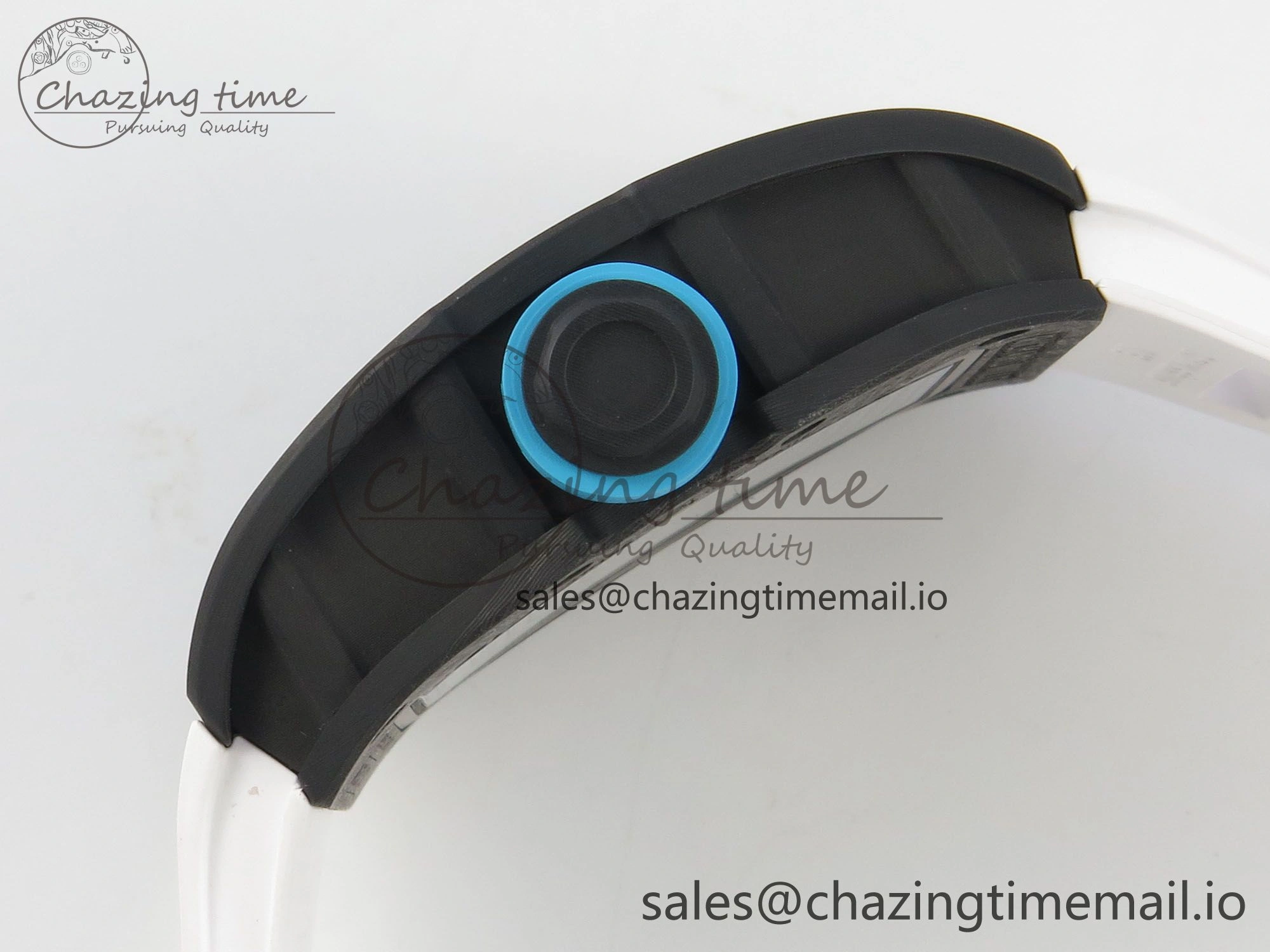 RM055 NTPT KVF 1:1 Best Edition Blue White Inner Bezel Blue Crown on White Rubber Strap RMUL2 Super Clone Affordable 9175