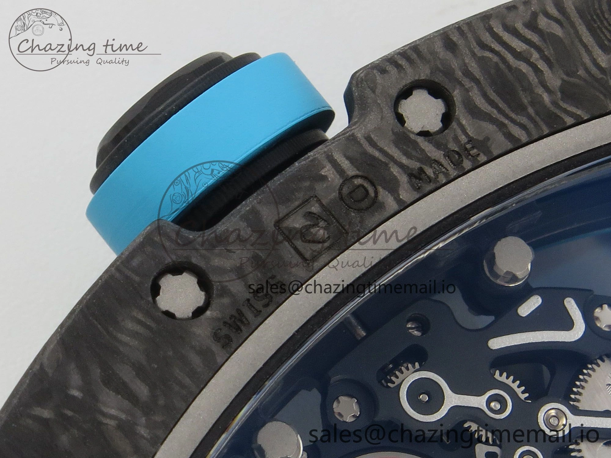 RM055 NTPT KVF 1:1 Best Edition Blue White Inner Bezel Blue Crown on White Rubber Strap RMUL2 Super Clone Affordable 9175