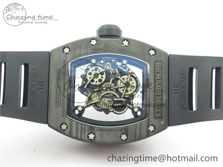 Versatile RM055 NTPT KVF Best Edition Skeleton Dial Black Crown on Black Rubber Strap MIYOTA8215 V 9427