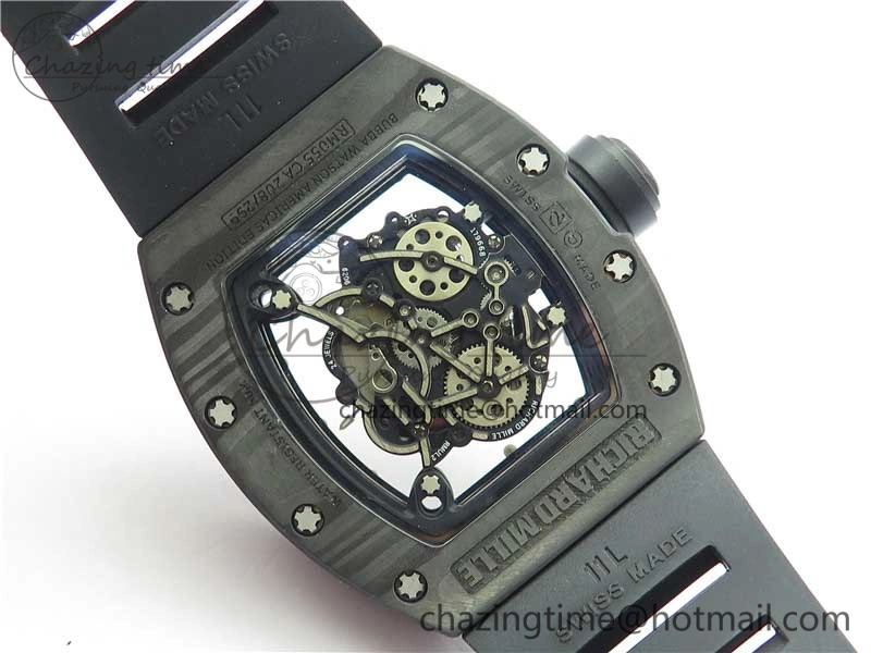 Versatile RM055 NTPT KVF Best Edition Skeleton Dial Black Crown on Black Rubber Strap MIYOTA8215 V 9427