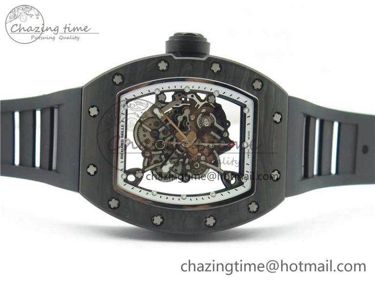 Versatile RM055 NTPT KVF Best Edition Skeleton Dial Black Crown on Black Rubber Strap MIYOTA8215 V 9427