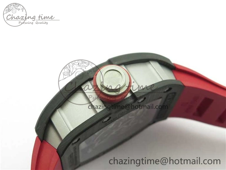 Fashionable RM055 NTPT KVF Best Edition Skeleton Dial Black on Red Rubber Strap MIYOTA8215 V 9420
