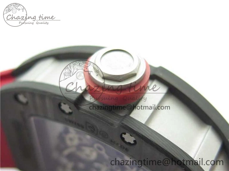 Fashionable RM055 NTPT KVF Best Edition Skeleton Dial Black on Red Rubber Strap MIYOTA8215 V 9420