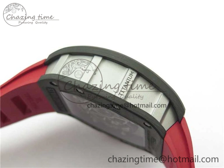 Fashionable RM055 NTPT KVF Best Edition Skeleton Dial Black on Red Rubber Strap MIYOTA8215 V 9420