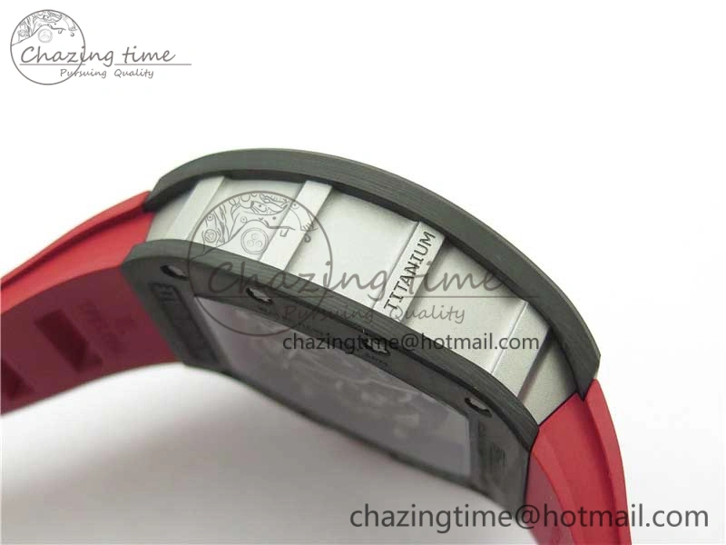 Fashionable RM055 NTPT KVF Best Edition Skeleton Dial Black on Red Rubber Strap MIYOTA8215 V 9420