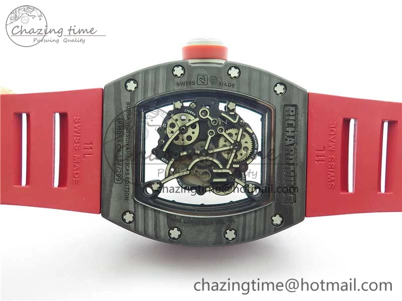 Fashionable RM055 NTPT KVF Best Edition Skeleton Dial Black on Red Rubber Strap MIYOTA8215 V 9420