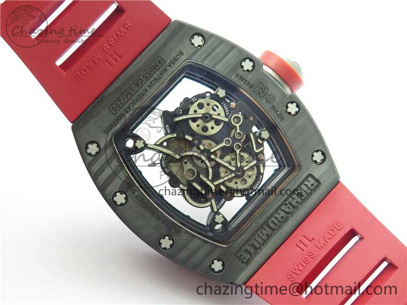 Fashionable RM055 NTPT KVF Best Edition Skeleton Dial Black on Red Rubber Strap MIYOTA8215 V 9420