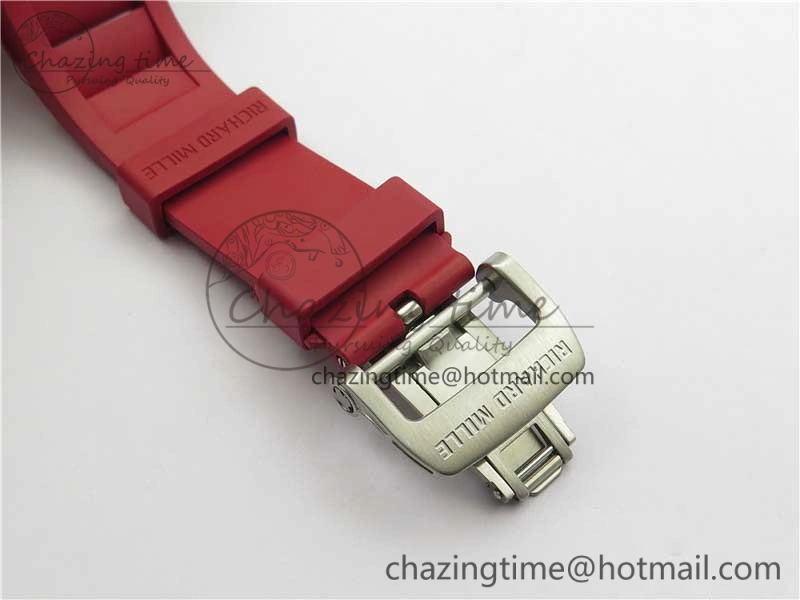 Fashionable RM055 NTPT KVF Best Edition Skeleton Dial Black on Red Rubber Strap MIYOTA8215 V 9420