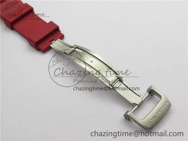 Fashionable RM055 NTPT KVF Best Edition Skeleton Dial Black on Red Rubber Strap MIYOTA8215 V 9420