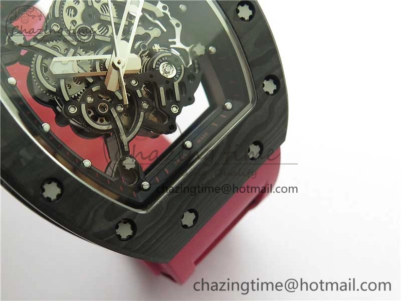 Fashionable RM055 NTPT KVF Best Edition Skeleton Dial Black on Red Rubber Strap MIYOTA8215 V 9420